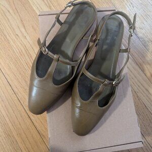 Doen Brown Leather Slingback Flats